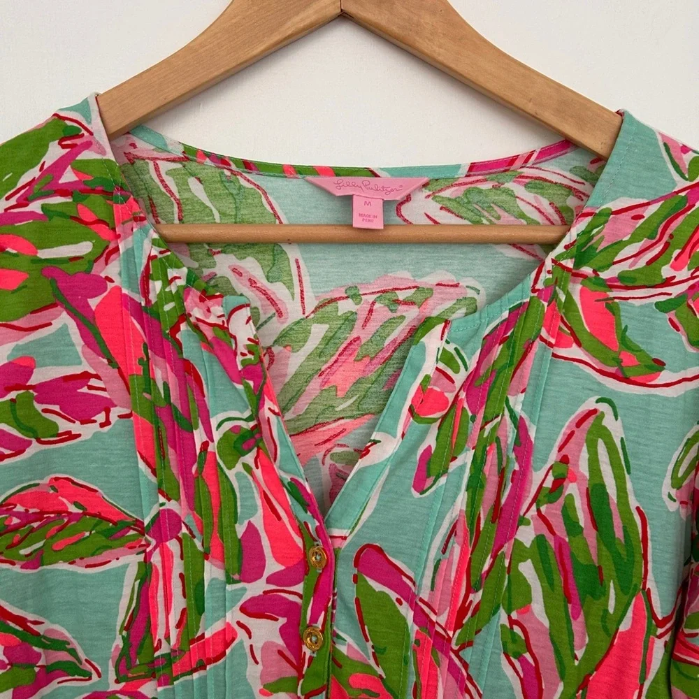Lily Pulitzer Sarasota Floral Pintuck Tunic Size Medium - Picture 7 of 10